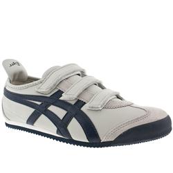 Male Onitsuka Mexico 66 Baja Leather Upper Fashion Trainers in Stone and Navy