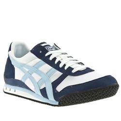 Male Onitsuka Tiger Ultimate 81 Fabric Upper Fashion Trainers in White and Blue
