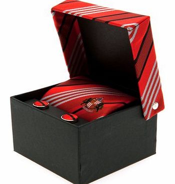 Official Sunderland AFC Tie And Cufflink Set - A Great Gift / Present For Men, Boys, Sons, Husbands, Dads, Boyfriends For Christmas, Birthdays, Fathers Day, Valentines Day, Anniversaries Or Just As A 