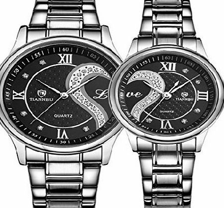 OOFIT His and Hers Matching Watches - Stainless Steel Couple Watch Set
