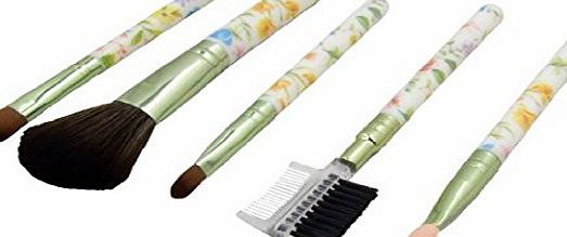 OooP! 5 in 1 Flower Printed Handle Facial Makeup Tools Set