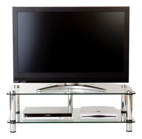 Optimum International Optimum AV2 Corner Glass TV Stand - Satin Black