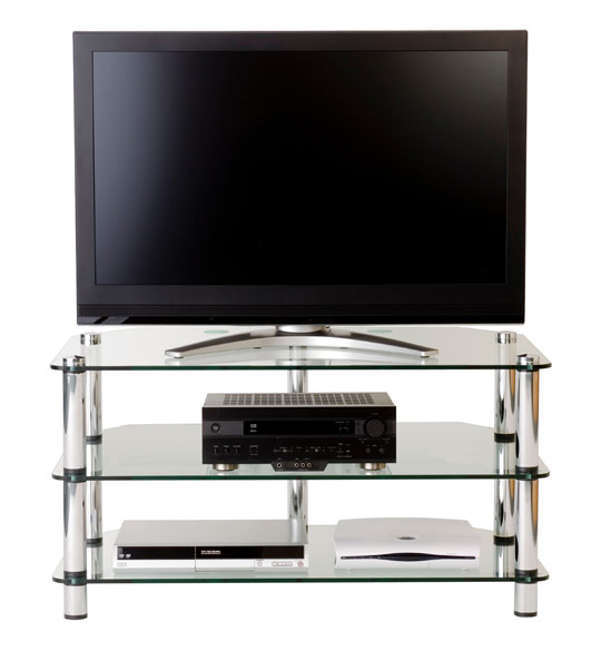 Optimum International Optimum AV3 Corner Glass TV Stand - Cherry Wood