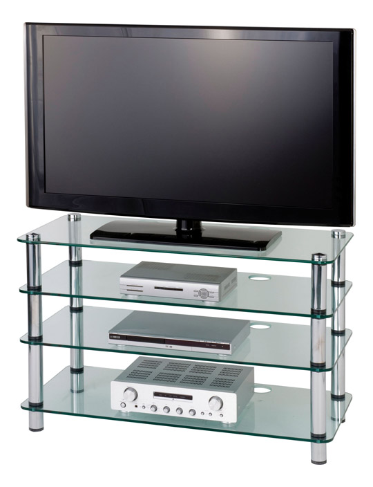 Optimum International Optimum AV400 Glass TV Stand - Satin Gold Smoked