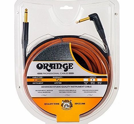 Orange Amps Orange 20 ft Instrument Right Angle Cable Woven