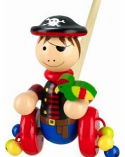 Wooden Pirate Boy Push a long Toy for Toddlers