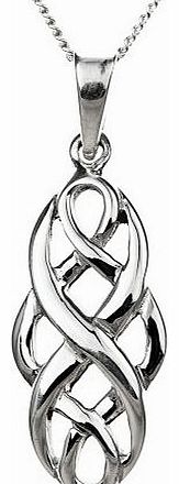 Silver Ladies Celtic knot pendant + 46cm Curb Chain