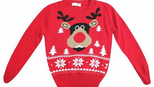 Oromiss Childrens Kids Knitted Christmas Jumper Choccy Rudolph Reindeer Sweater Top Boys Girls