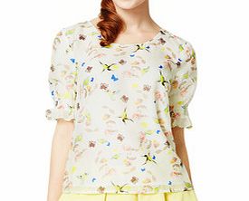 OSA Bird and butterfly short-sleeved blouse