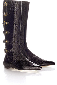 Oscar de la Renta Patent leather buckle boots