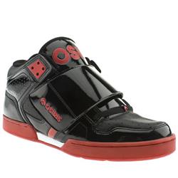 Male Osiris South Bronx Walker Leather Upper Fashion Trainers in Black and Red