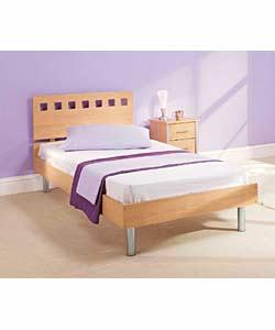 Beech Single Bed with Luxury Firm Mattress
