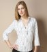 Other 3/4 Sleeve Open Neck Stripe Blouse