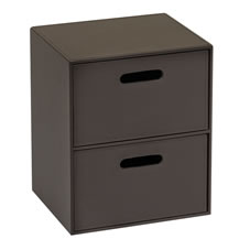 Other Faux Leather 2 Drawer Storage Box Brown