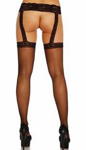 Other New ladies black sheer suspender stockings fancy dress hen night costume clothing lingerie size 6 - 12
