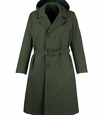 Other Schools School Long Double Breasted Raincoat, Green
