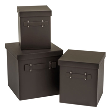 Other Storage Box Square Faux Leather Nesting Brown x 3