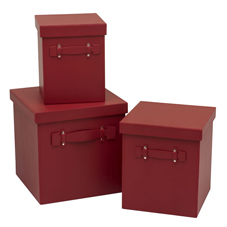 Other Storage Box Square Faux Leather Nesting Red x 3