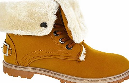 Other WOMENS LADIES FLAT FUR LINED GRIP SOLE WINTER ARMY COMBAT ANKLE BOOTS SHOES SIZE