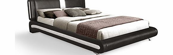 Otto-Garrison Contemporary Italian King Size Bed Upholstered in Faux Leather, 5 ft, Black