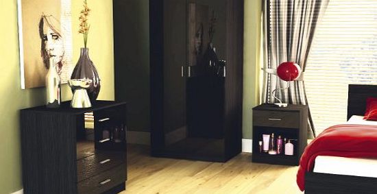 Two Tone Black High Gloss 3 Piece Bedroom Furniture Set