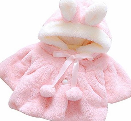 Ouneed Winter Kids Girls Fur Winter Warm Coat Cloak Thick Warm Clothes (9M, Pink)