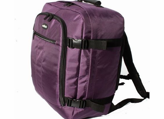 Outback High Quality 44L Cabin Approved Backpack Cabin Flight Bag Holdall Case Rucksack Ryanair Hand Luggage with Packing Straps (PURPLE) Size: 55x40x20 cm