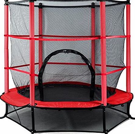outdoortips  4.5FT Junior Trampoline With Safety Net Kids Toddlers Indoor/Outdoor Trampolines (Red)