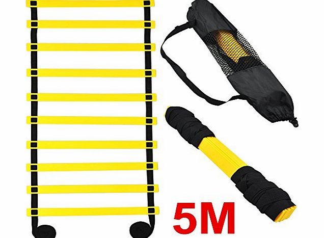outdoortips  5M 10-rung Sports Agility Ladder For Speed/ Football Fitness Feet Training (Black)