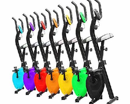 outdoortips  Multi-colored Folding Professional Fitness Weight Lose Master Magnetic Exercise Bike X-Shape Fitness Cardio Bike Trainer (Red)