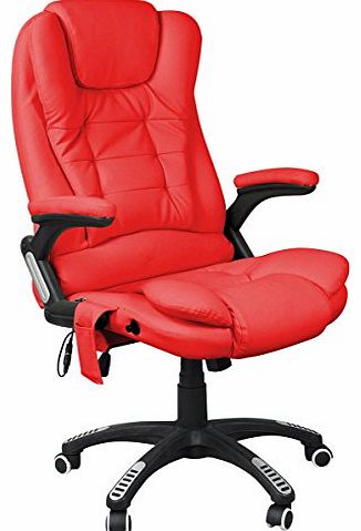  Multicolor Luxury 6-Point Massage Reclining Designer Office Massage Chair (Red)