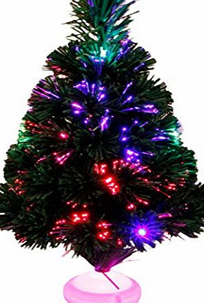 Outgeek Fiber Optics Christmas Tree Green Artificial Christmas Tree with Multicolor LED and Stand