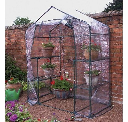 GARDEN/OUTDOOR WALK IN GREENHOUSE WITH 4 PLANT SHELVES