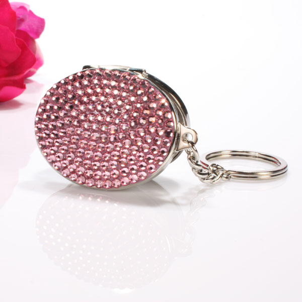 Locket Keyring With Pink Swarovski Crystals