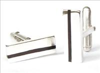 Silver Cufflinks with Rosewood by Justin