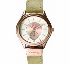 OWL Ladies York Rose Gold Nude Leather Strap Watch