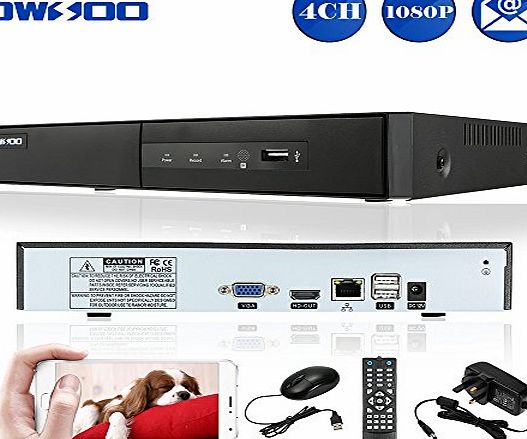 OWSOO 4CH 1080P Onvif NVR 720P Realtime Surveillance DVR Recorder, HD 1280*720P Video Recorder, Motion Detect, Email Alert, HDMI Output, Easy DIY, Quick QR Code Scan Remote Viewing