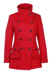 Oxbow Fulya Full Length Wool Coat Hibiscus Red