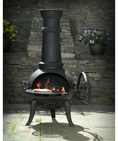 Oxford Barbecues BLACK CAST IRON/STEEL MIX 105CM CHIMENEA CHIMINEA WITH SWING OUT GRILL FOR BBQ