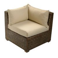 Corner Chair Chocolate with Half Panama Cushions Alabaster