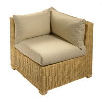 Corner Chair Honey with Half Panama Cushions Alabaster