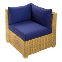 Corner Chair Honey with Half Panama Cushions Blue