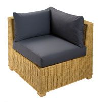 Corner Chair Honey with Half Panama Cushions Grey