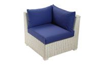 Corner Chair White with Half Panama Cushions Blue