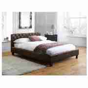 Double Faux Leather Bed, Dark Brown &