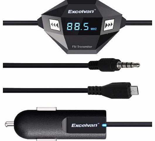 Oxford Street Excelvan F27 FM Transmitter 3.5mm Audio Micro USB with Car Charger Adapter for Samsung Galaxy S III/