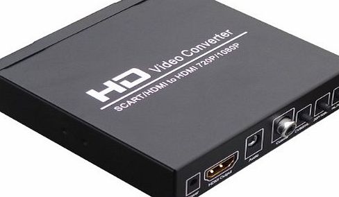 SCART +HDMI to HDMI converter :convert 480I(NTSC)/576I(PAL) format signal to 720P/1080P HDMI signal output, Easily connect with the DVD, set-top box, HD player, Game Console (PS2&PS3&PSP,WII,XBOX360