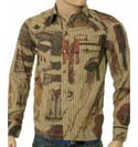 Beige Dyed Long Sleeve Cotton & Polyester Shirt