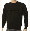 Black Cotton Mix Sweatshirt with Velour Design