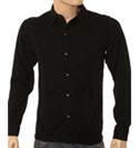 Black Large Logo Long Sleeve Jersey Wool Shirt